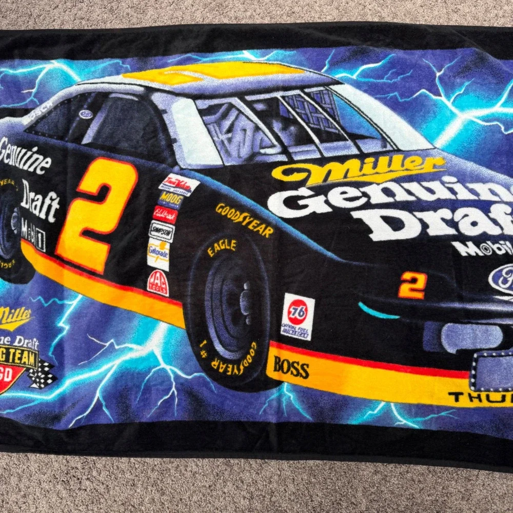 Vintage 1994 Rusty Wallace #2 Miller Genuine Draft NASCAR Racing Towel 57x28